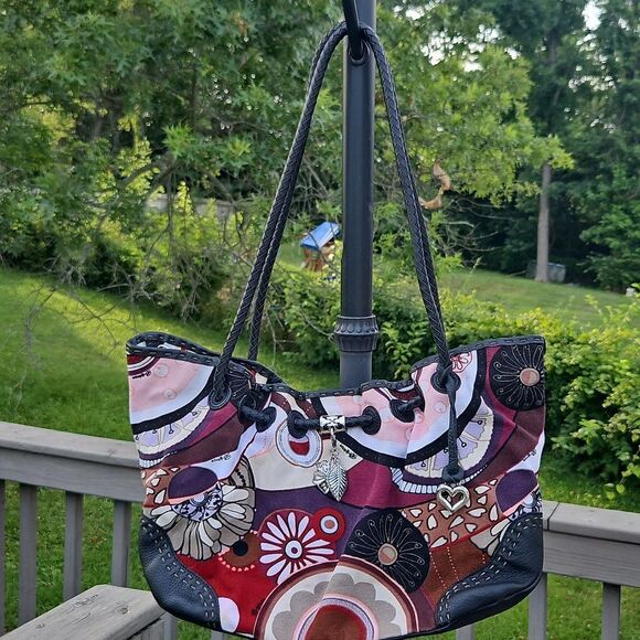 Brighton Boho Floral Canvas Shoulder Bag with Charms - Picture 2 of 8
